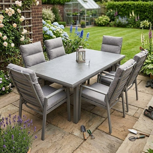 Tuscany extendable table and 6 recliner chairs - Love Home & Garden