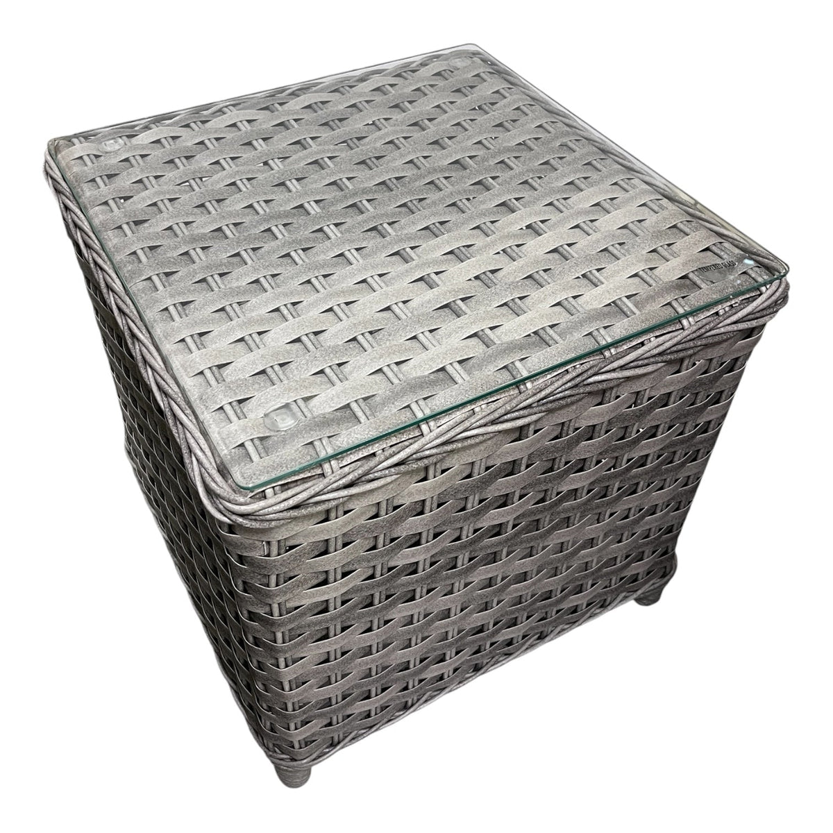 2 Seater Grey Rattan Garden Chair Set — High-Back Chairs with Glass Top Side Table - Love Home & Garden