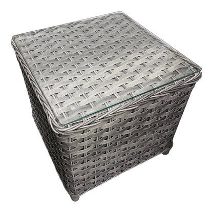 2 Seater Grey Rattan Garden Chair Set — High-Back Chairs with Glass Top Side Table - Love Home & Garden