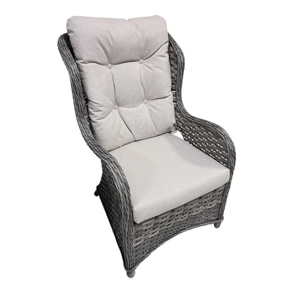2 Seater Grey Rattan Garden Chair Set — High-Back Chairs with Glass Top Side Table - Love Home & Garden