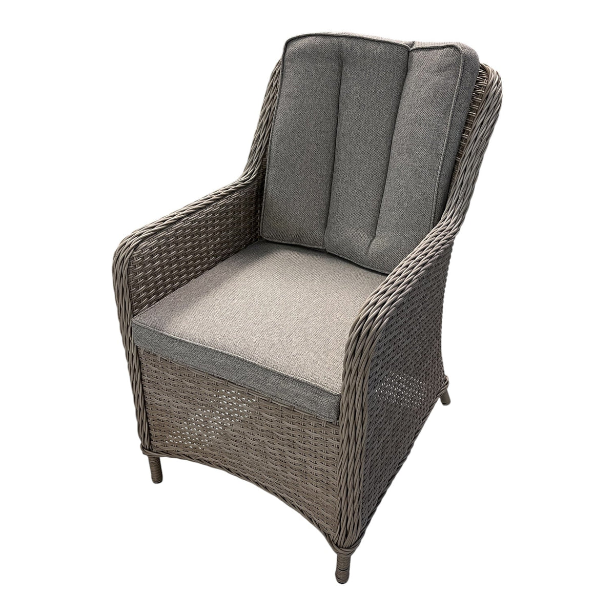 Java 6 Seater Rattan Garden Dining Set — Round Stone-Effect Glass Top Table, Cream or Grey - Love Home & Garden
