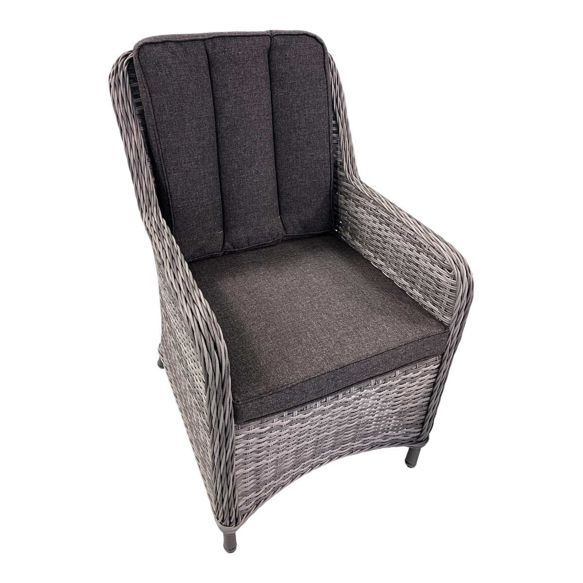 Java 6 Seater Rattan Garden Dining Set — Round Stone-Effect Glass Top Table, Cream or Grey - Love Home & Garden