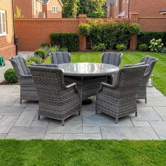 Lombok 6 Seater Round Dining Set - Love Home & Garden