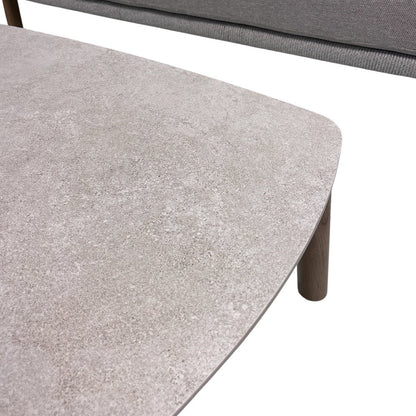 Mirel 4 Seater Garden Sofa Set — Rope & Wood-Effect Aluminium with Stone-Effect Coffee Table